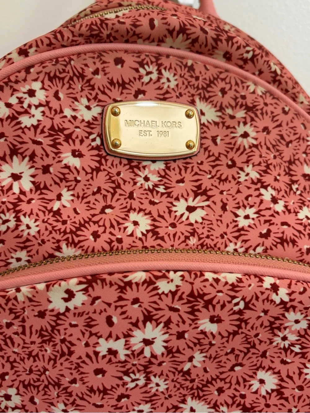 Michael Kors Coral Pink Floral Printed Backpack